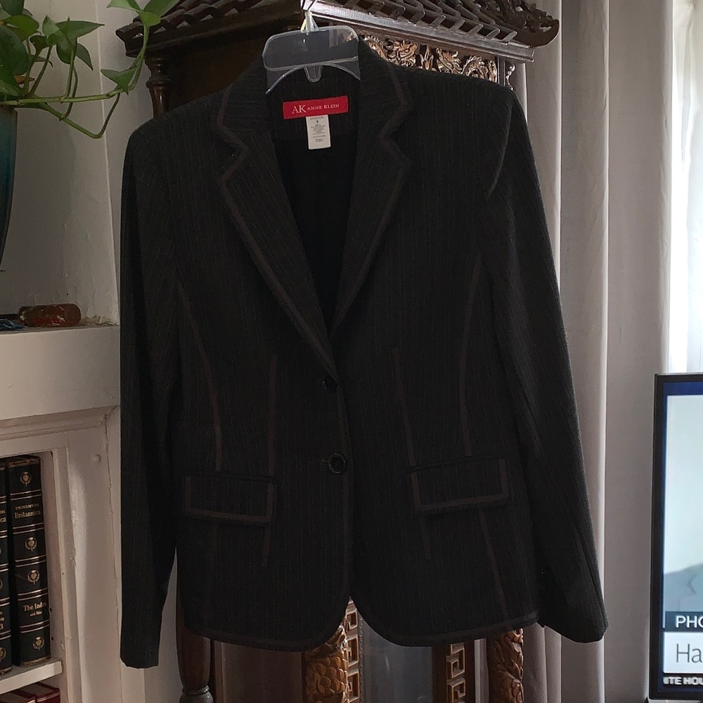 Ann Klein Stretch Pin Striped Blazer,  Suit Jacket Size 8